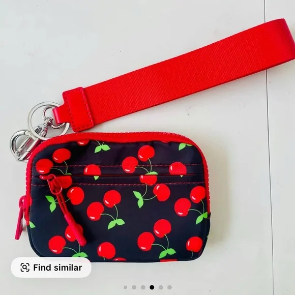 Iris & Rainbow Cherry Print Wristlet with ID Window - Picture 1 of 6
